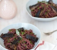 Thumbnail image for Pomegranate infused spaghetti w/ garlic sage butter